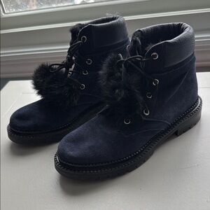 Elegant Black Lace-Up Suede Boots